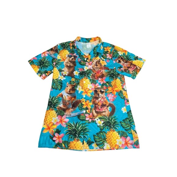 Squirrels Pineapple Hawaiian Theme 3D Men’s Button Up Shirt Colorful Size Small - Picture 1 of 2